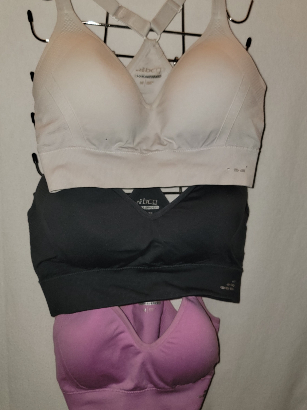 bcg Women’s Seamless Sports Bra Trio - White, Black & Purple